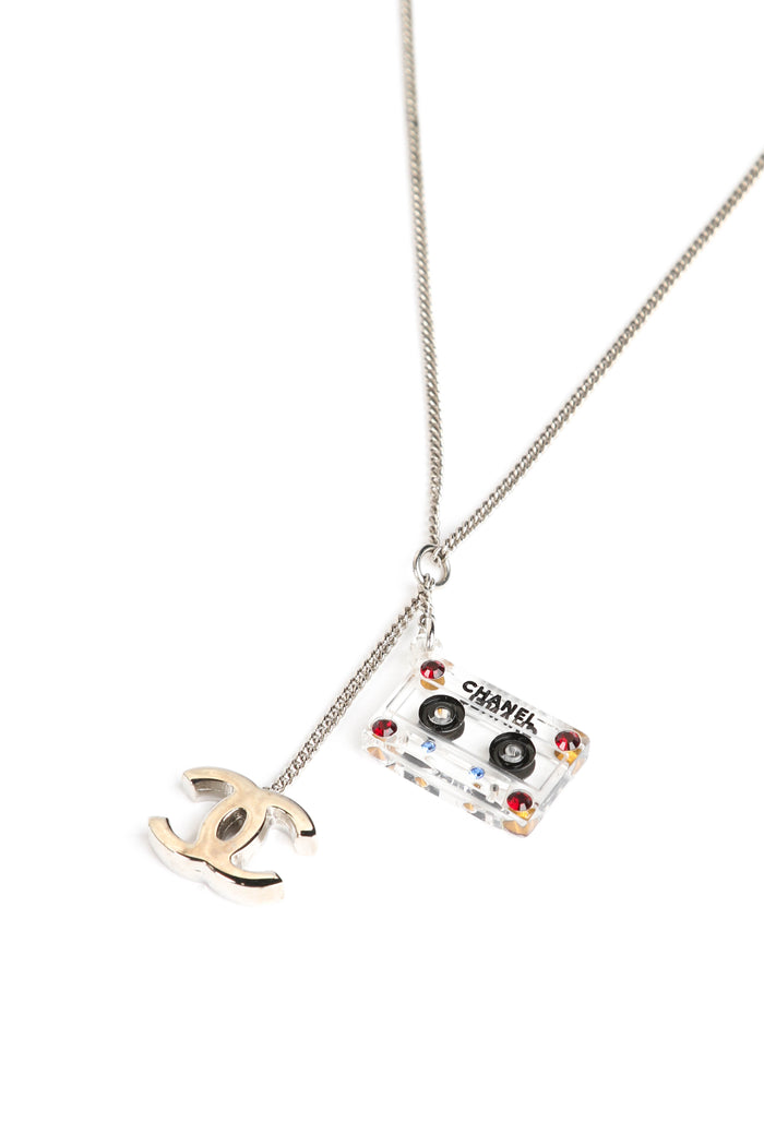 2000s Chanel Silver Casette Tape Necklace