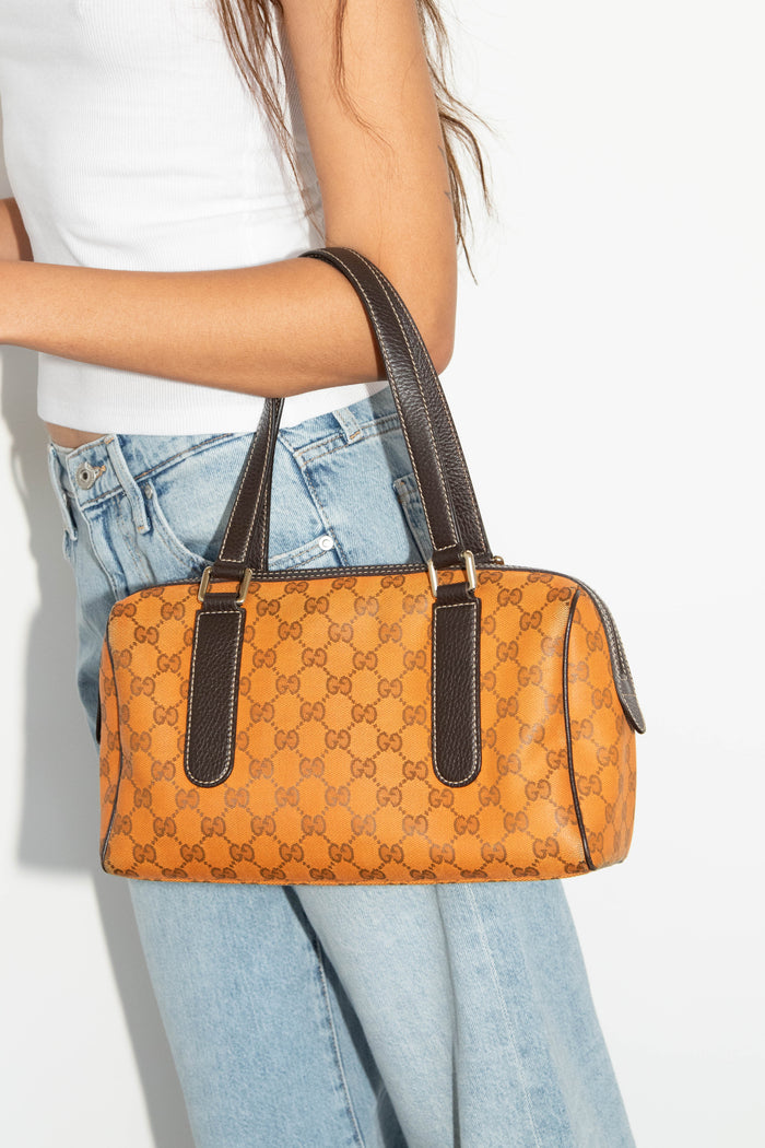 Vintage Gucci Orange Monogram Boston Shoulder Bag