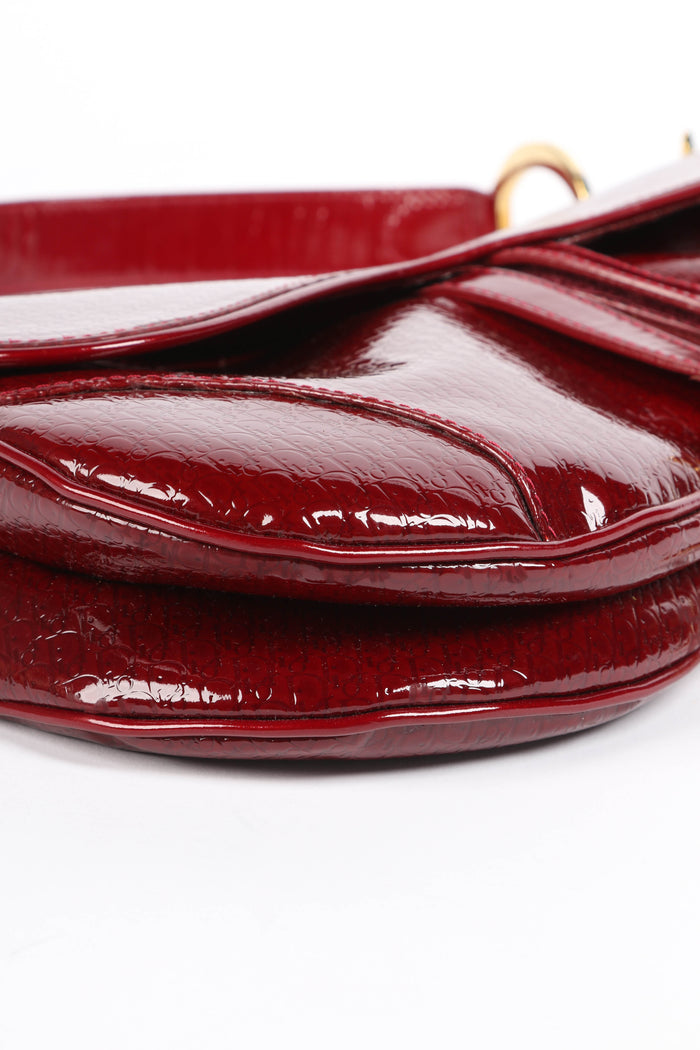 Vintage Christian Dior Red Patent Leather Saddle Bag