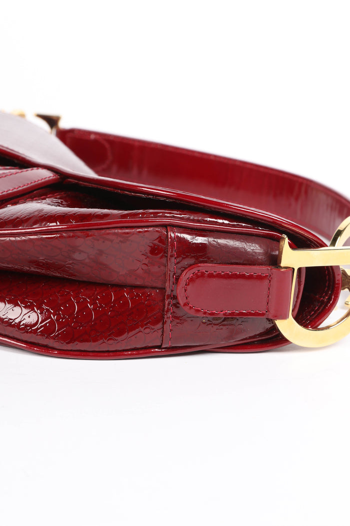 Vintage Christian Dior Red Patent Leather Saddle Bag
