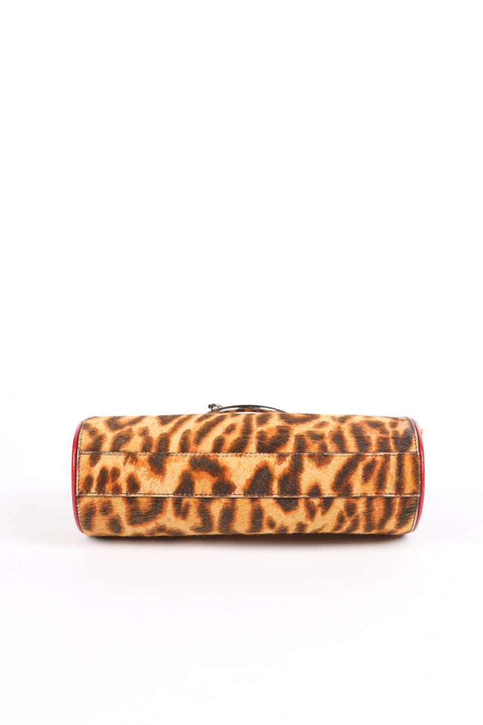 RARE 2000s Christian Dior Leopard Print Pony Hair Diva Top Handle Bag