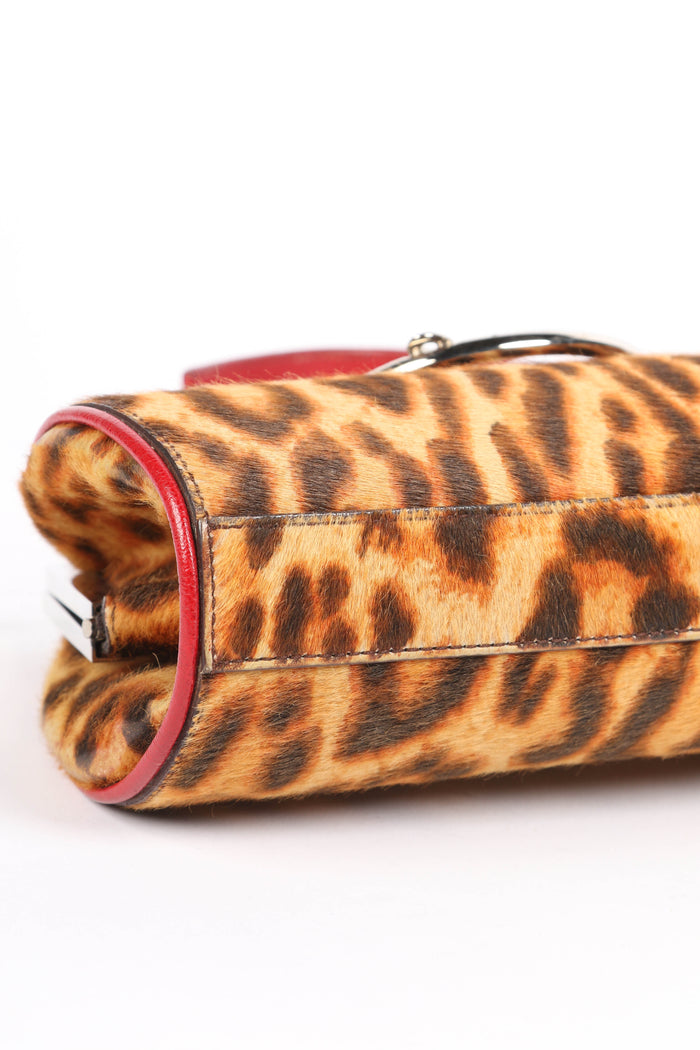 RARE 2000s Christian Dior Leopard Print Pony Hair Diva Top Handle Bag