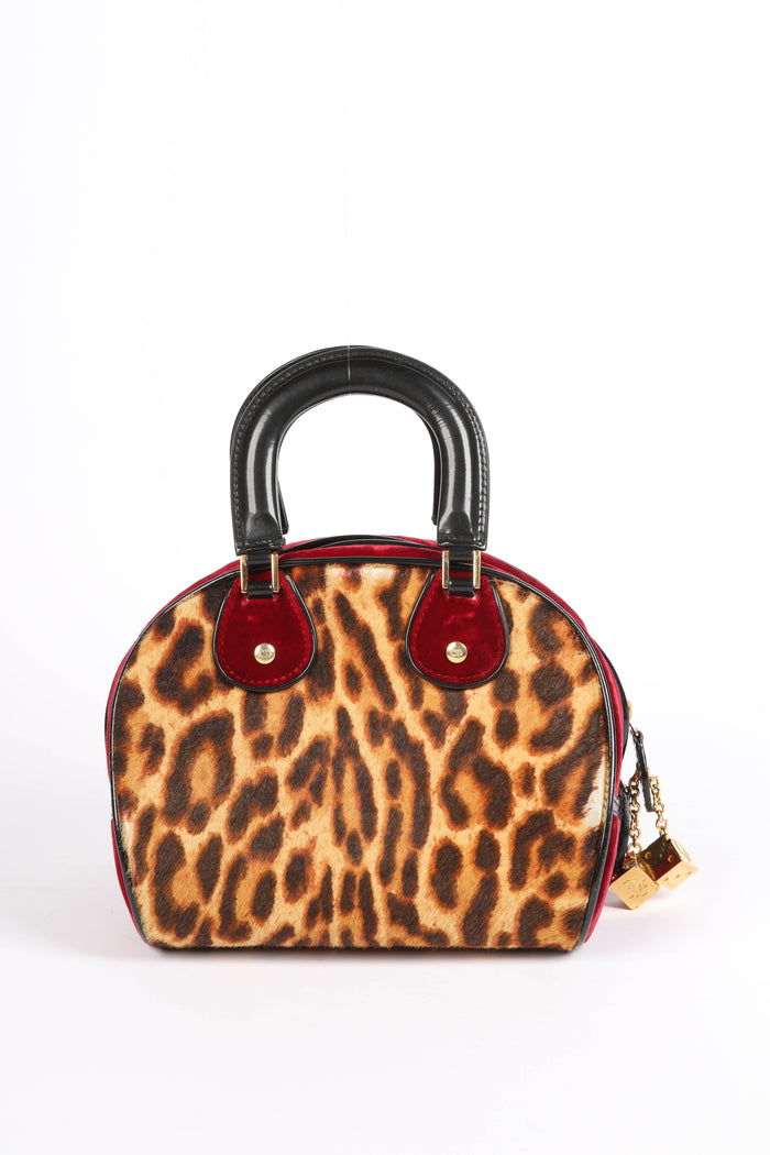 RARE 2000s Christian Dior Leopard Print Gambler Dice Bowling Bag
