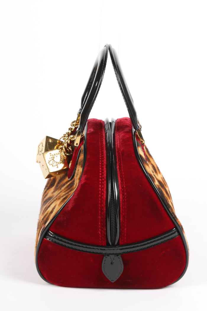 RARE 2000s Christian Dior Leopard Print Gambler Dice Bowling Bag