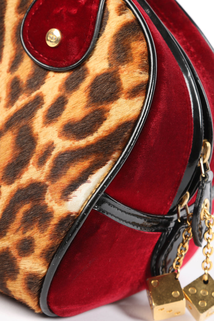 RARE 2000s Christian Dior Leopard Print Gambler Dice Bowling Bag