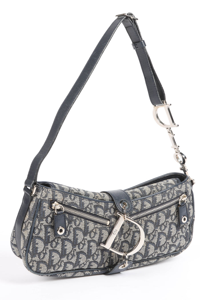Vintage Christian Dior Navy Monogram Spell Out Shoulder Bag