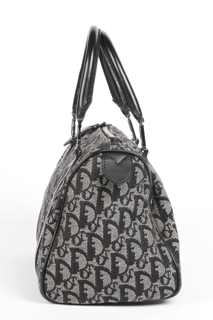 2000s Christian Dior Black Monogram Canvas Boston Bag