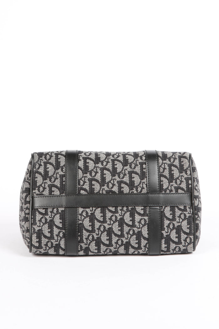 2000s Christian Dior Black Monogram Canvas Boston Bag