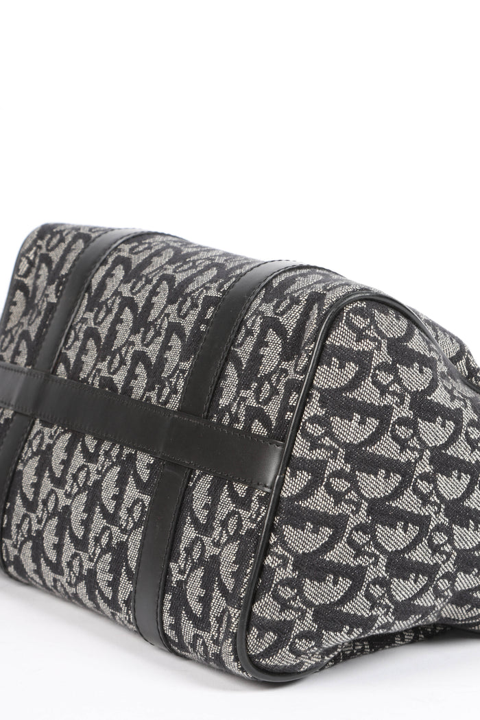 2000s Christian Dior Black Monogram Canvas Boston Bag