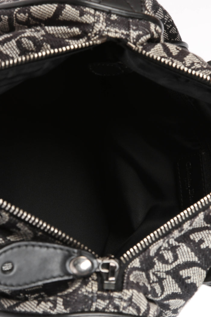 2000s Christian Dior Black Monogram Canvas Boston Bag