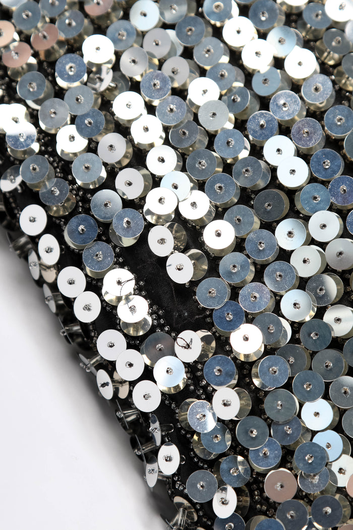 RARE Fendi Silver Sequin and Beaded Baguette Shoulder Bag