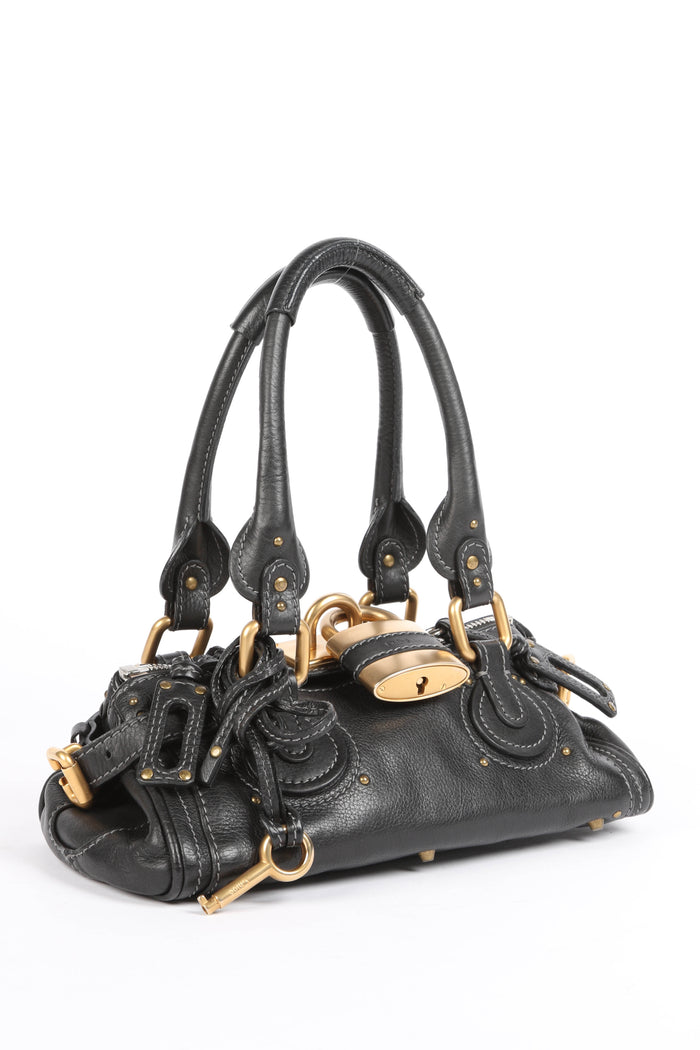 2000s Chloe Black Leather Small Paddington Shoulder Bag