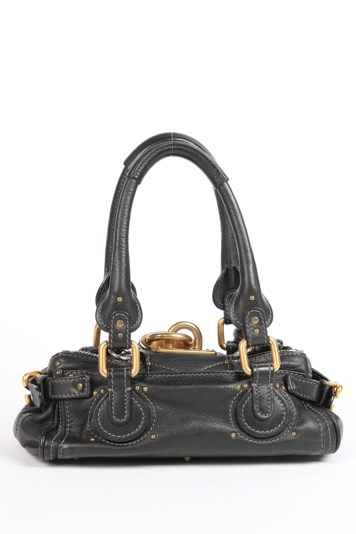 2000s Chloe Black Leather Small Paddington Shoulder Bag