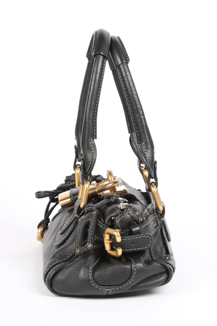 2000s Chloe Black Leather Small Paddington Shoulder Bag