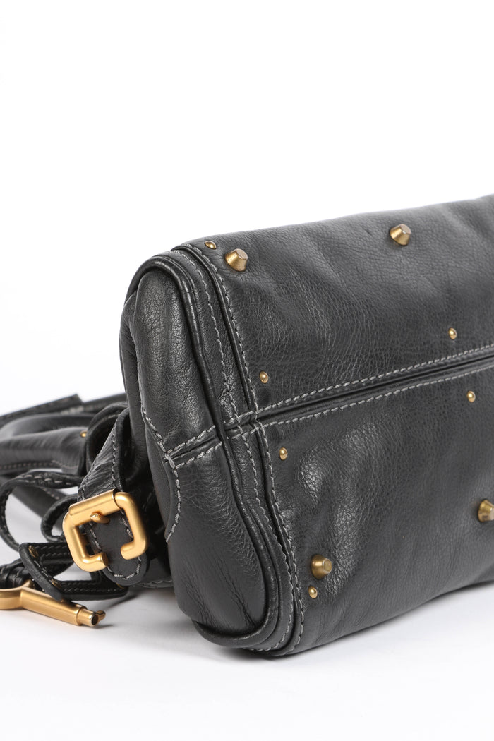 2000s Chloe Black Leather Small Paddington Shoulder Bag