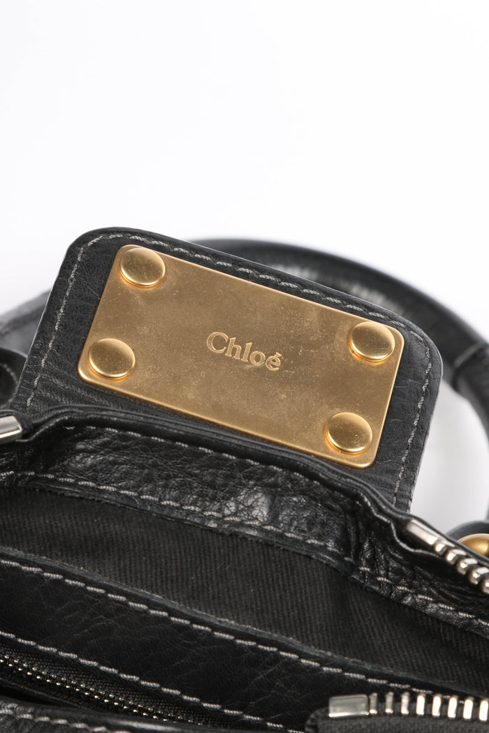 2000s Chloe Black Leather Small Paddington Shoulder Bag