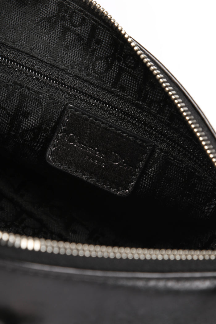 2000s Christian Dior Black Leather Diva Shoulder Bag