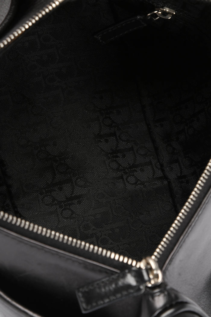 2000s Christian Dior Black Leather Diva Shoulder Bag