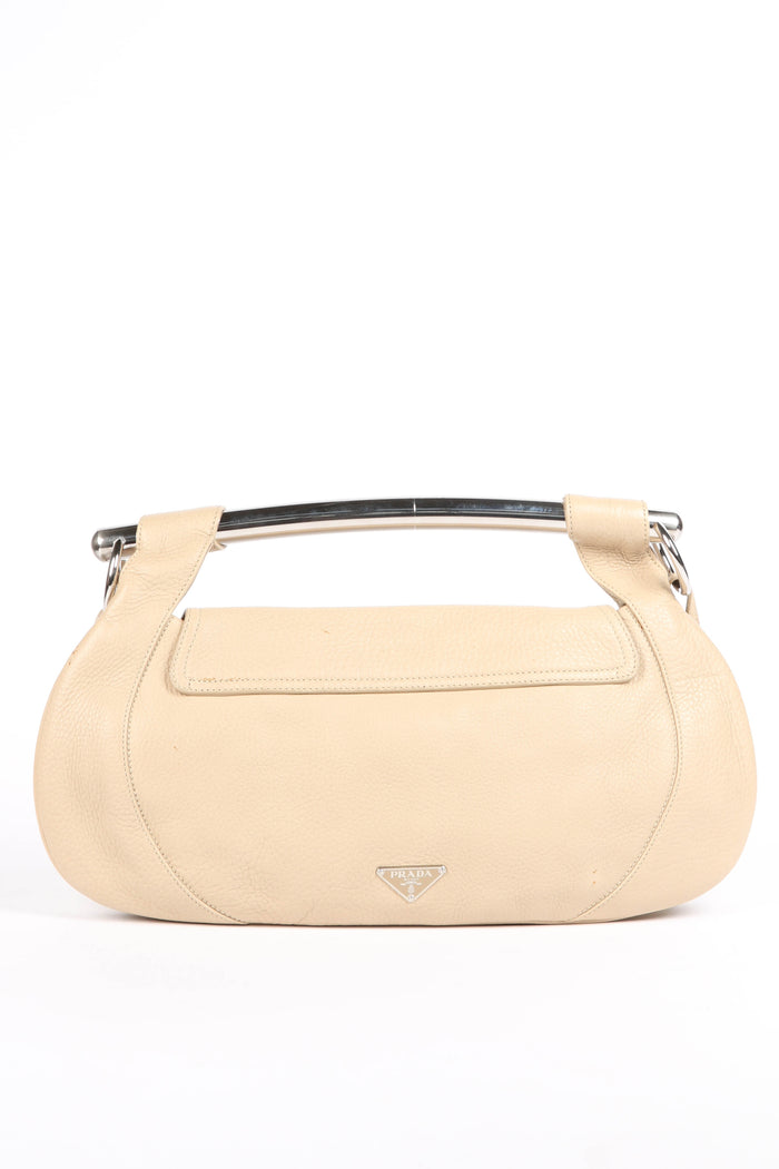 Vintage Prada Beige Leather Vitello Daino Bar Bag