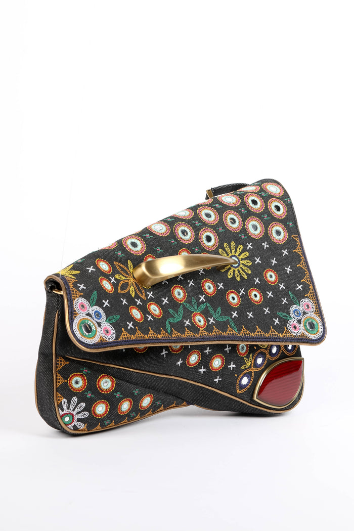 RARE 2000s Christian Dior John Galliano Embroidered Cadillac Crossbody Bag