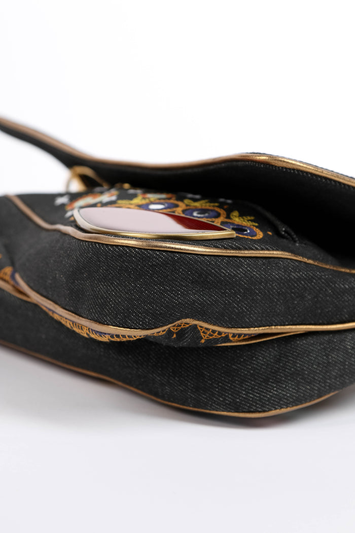 RARE 2000s Christian Dior John Galliano Embroidered Cadillac Crossbody Bag