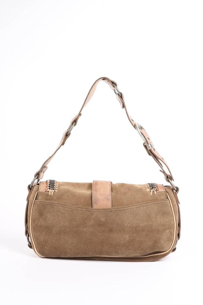RARE Christian Dior Beige Suede Gaucho Crossbody Bag