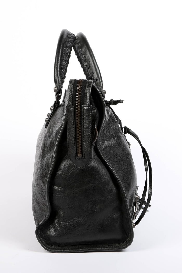2000s Balenciaga Black Leather City Bag