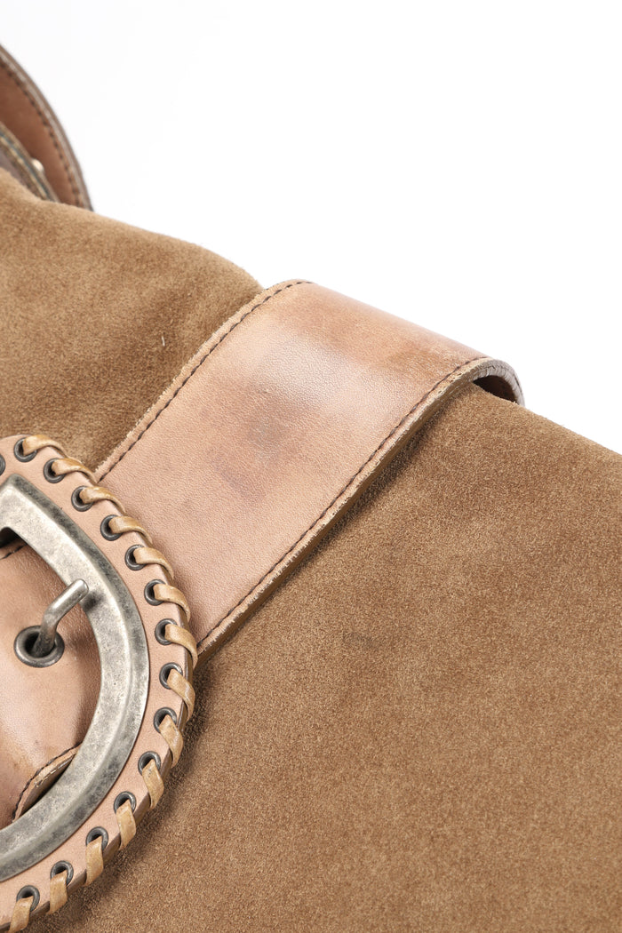RARE Christian Dior Beige Suede Gaucho Crossbody Bag