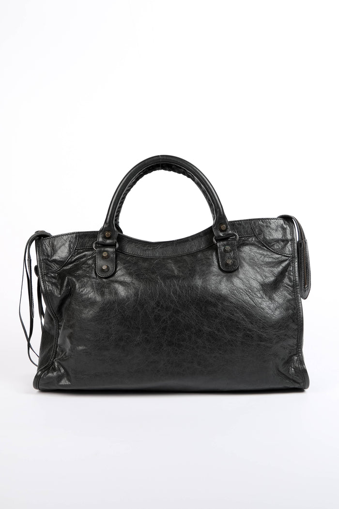 2000s Balenciaga Black Leather City Bag