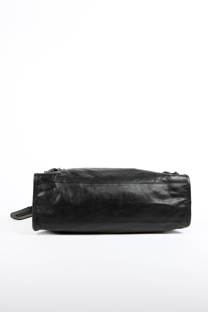 2000s Balenciaga Black Leather City Bag