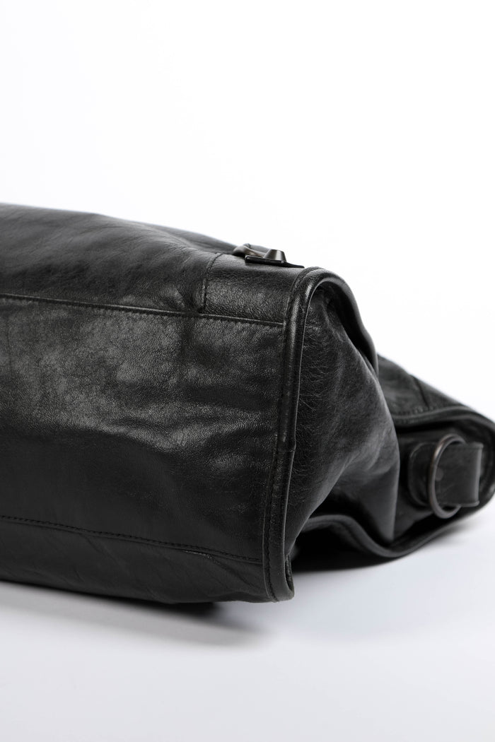 2000s Balenciaga Black Leather City Bag