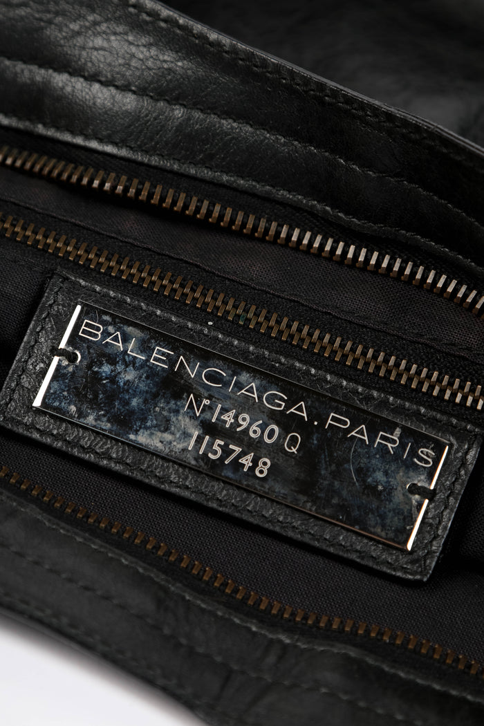 2000s Balenciaga Black Leather City Bag