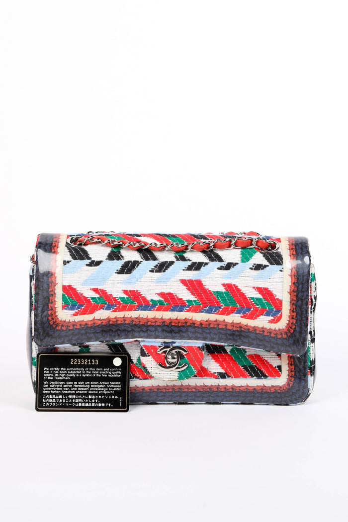 2016 Chanel Airport Collection Multicoloured PVC Tweed Double Flap Shoulder Bag