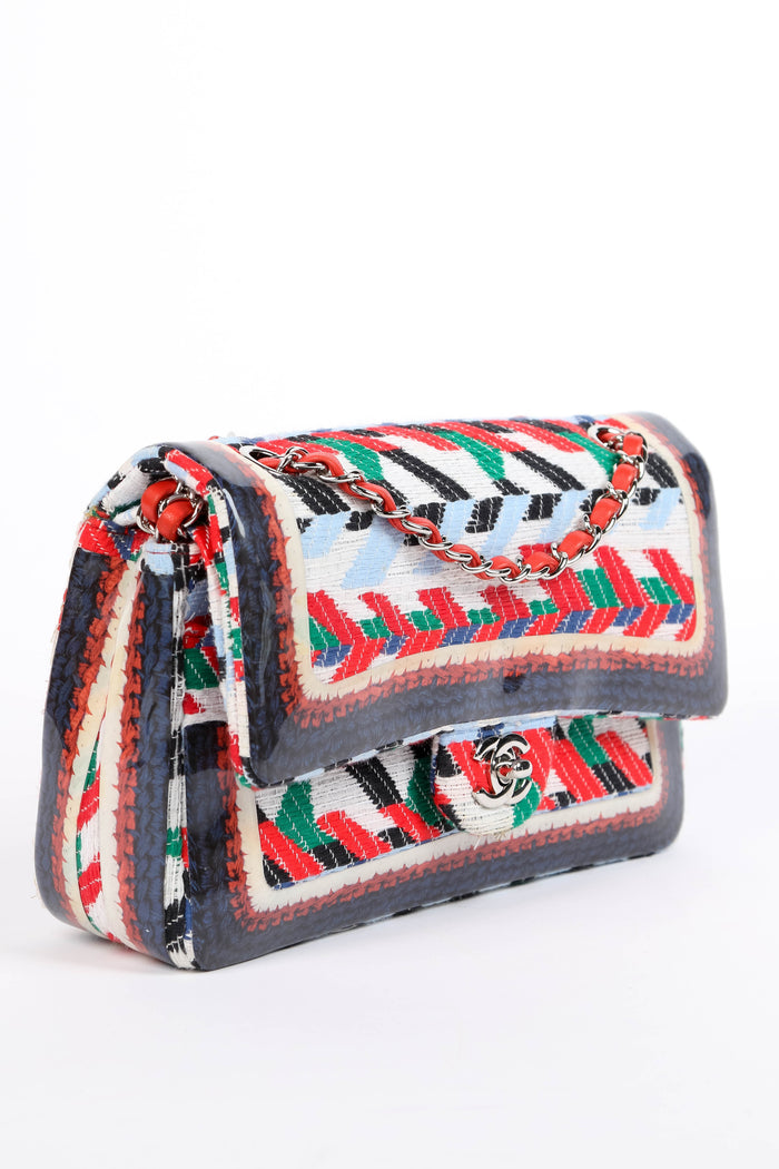2016 Chanel Airport Collection Multicoloured PVC Tweed Double Flap Shoulder Bag