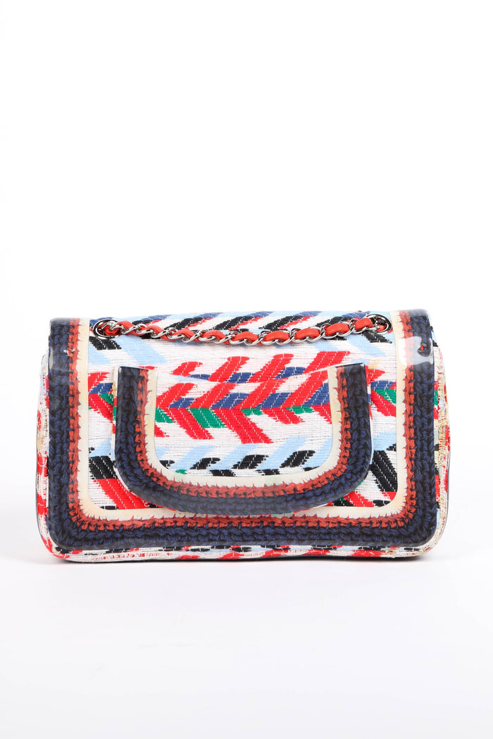 2016 Chanel Airport Collection Multicoloured PVC Tweed Double Flap Shoulder Bag
