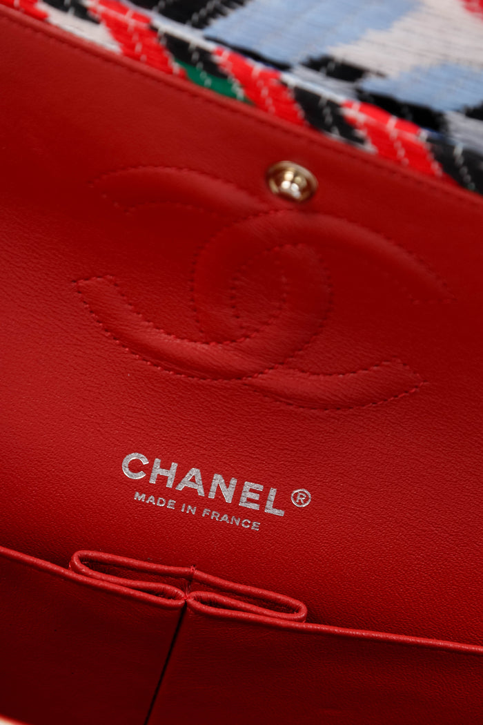 2016 Chanel Airport Collection Multicoloured PVC Tweed Double Flap Shoulder Bag