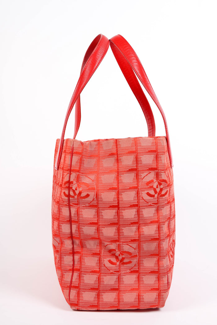 2000s Chanel Red Travel Line Tote Bag