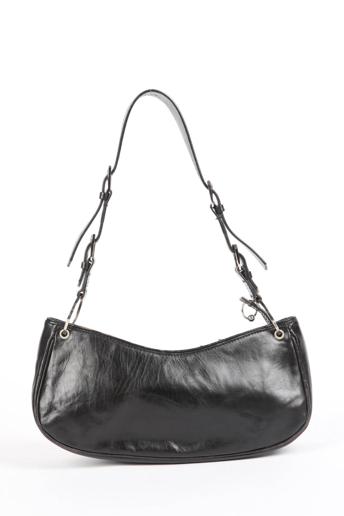RARE Christin Dior Black Leather Hardcore Piercing Shoulder Bag
