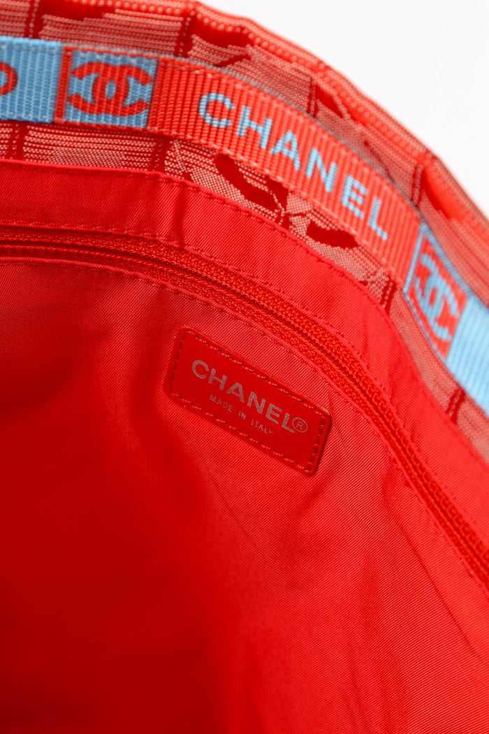 2000s Chanel Red Travel Line Tote Bag