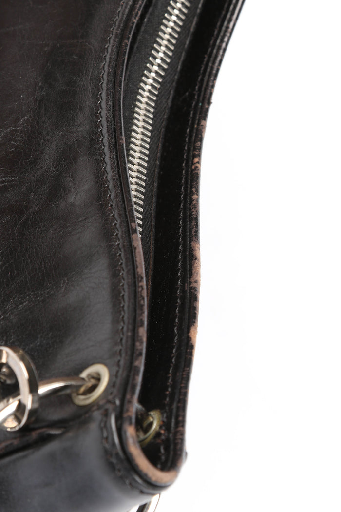 RARE Christin Dior Black Leather Hardcore Piercing Shoulder Bag