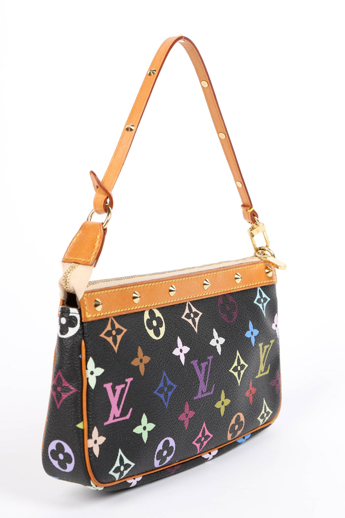 Vintage Louis Vuitton x Takashi Murakami Black Multicolour Pochette Accessoires