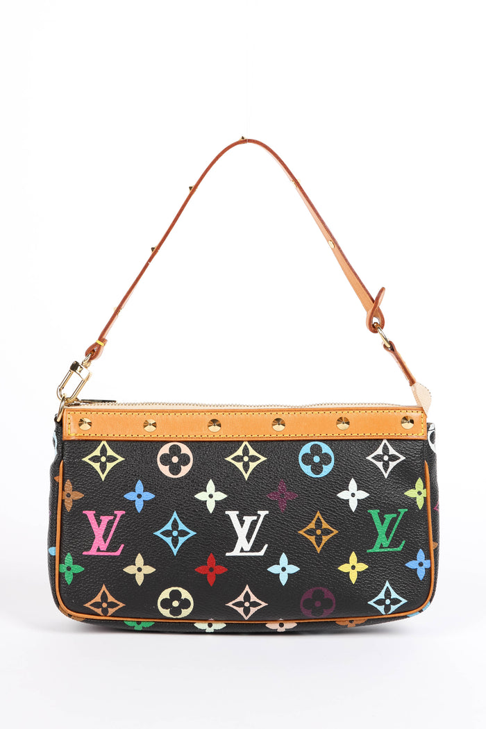 Vintage Louis Vuitton x Takashi Murakami Black Multicolour Pochette Accessoires