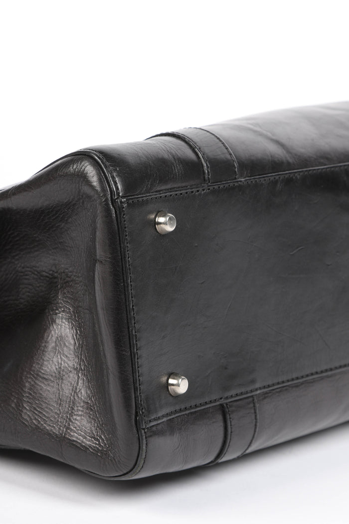 RARE Christin Dior Black Leather Hardcore Piercing Large Shoulder Bag