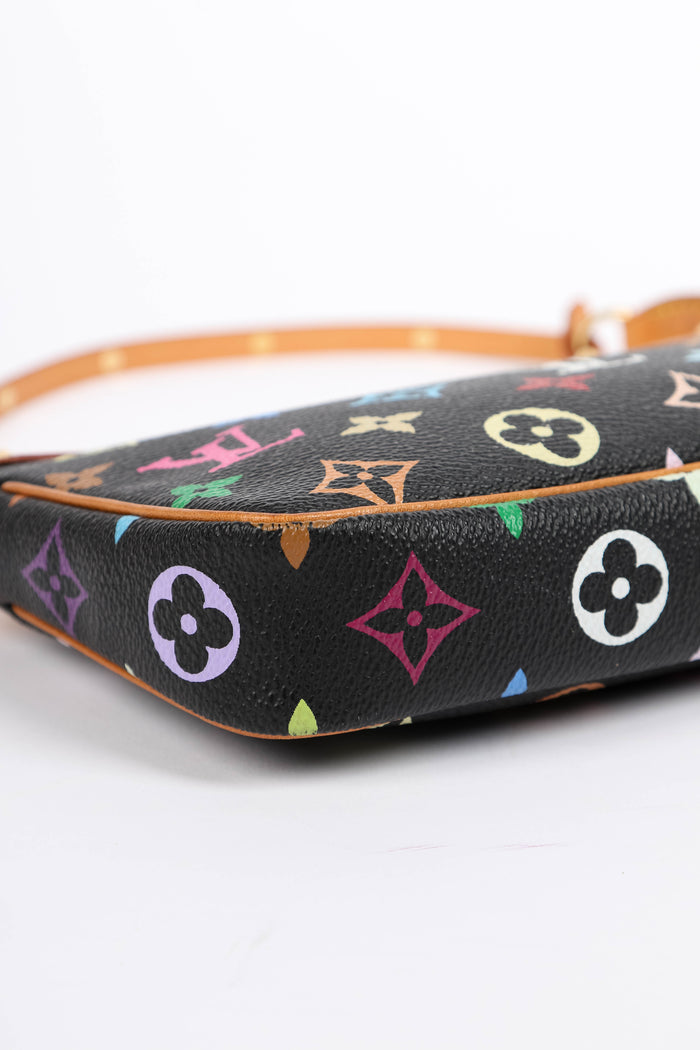 Vintage Louis Vuitton x Takashi Murakami Black Multicolour Pochette Accessoires