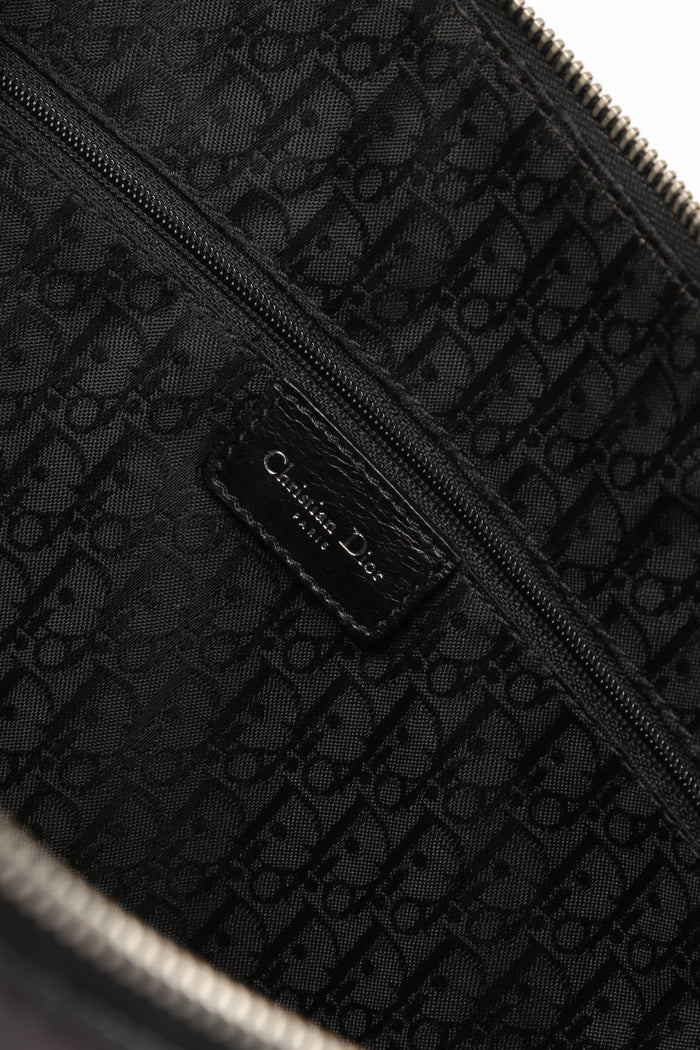 RARE Christin Dior Black Leather Hardcore Piercing Large Shoulder Bag