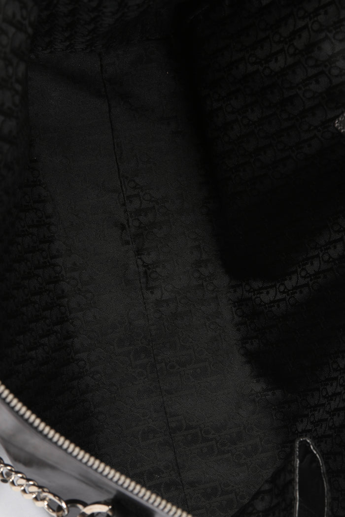 RARE Christin Dior Black Leather Hardcore Piercing Large Shoulder Bag