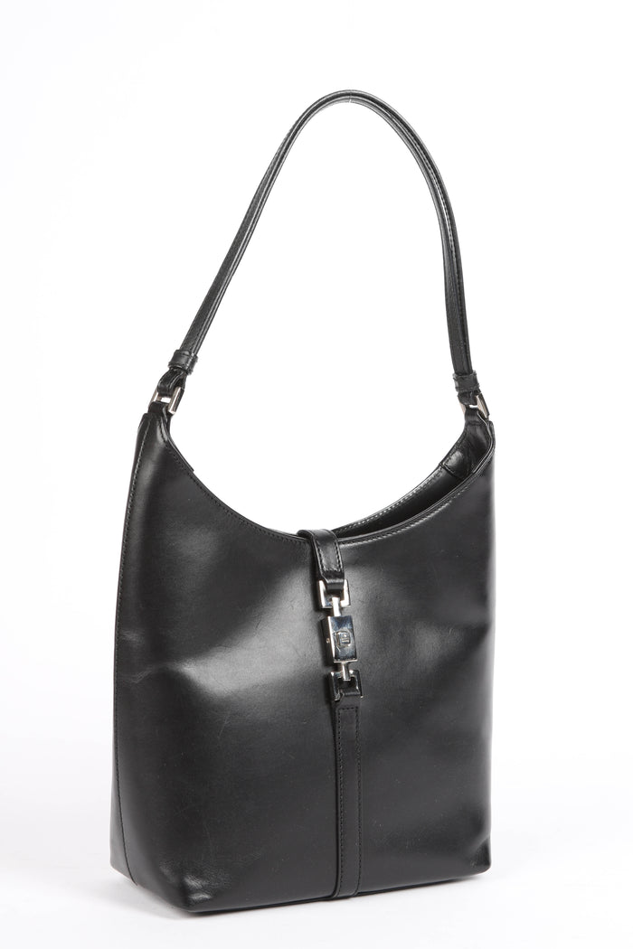 Vintage Gucci Black Leather Jackie Bucket Bag
