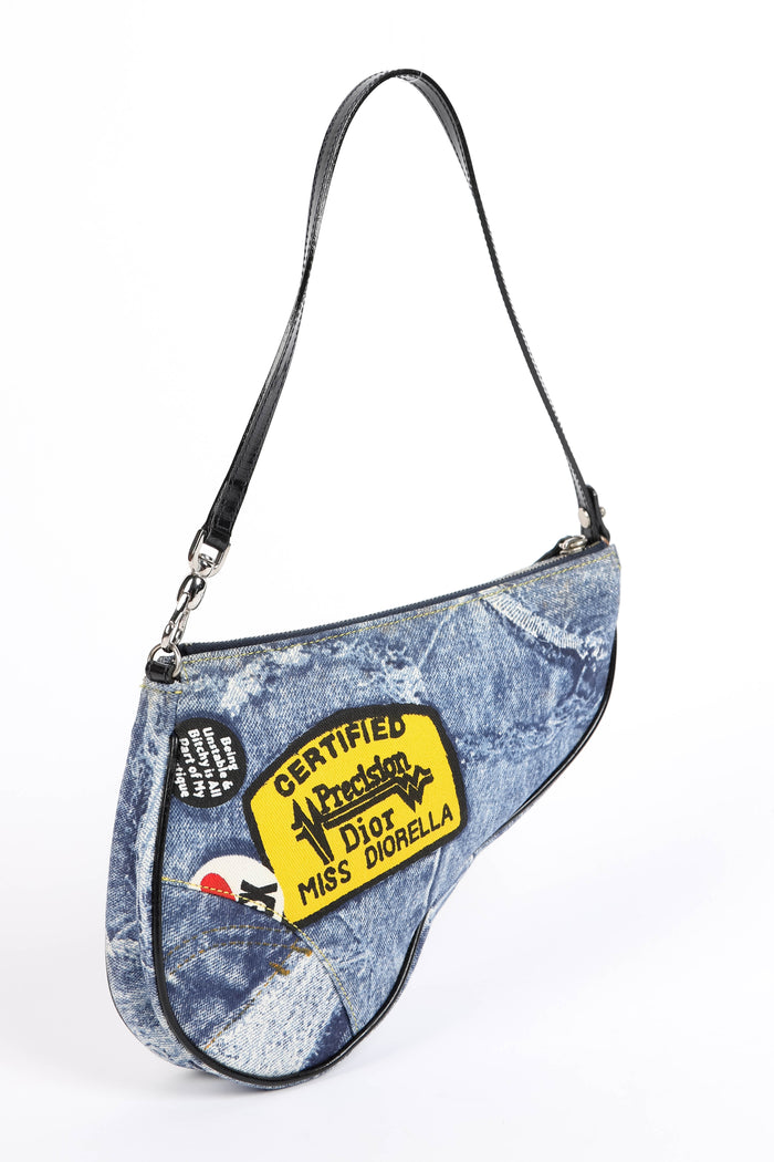 2000s Christian Dior "Diorella" Denim Print Saddle Bag