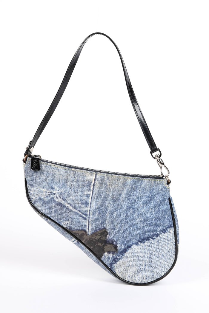 2000s Christian Dior "Diorella" Denim Print Saddle Bag