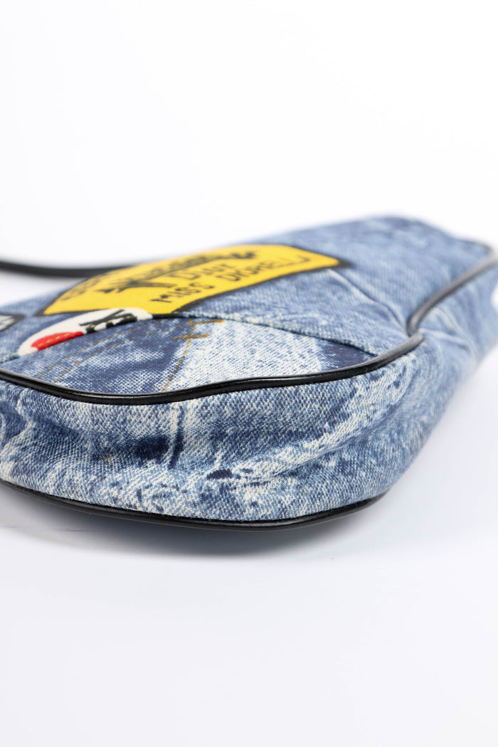 2000s Christian Dior "Diorella" Denim Print Saddle Bag